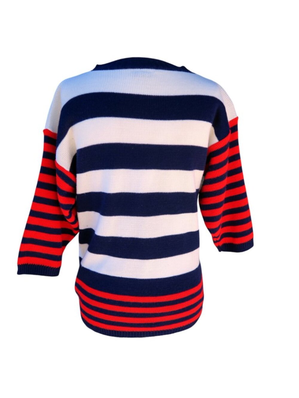 Marlene Nautical Stripe Sweater (Small) – Navy, Cream & Red, Boat Neck, 1980s - Picture 3 of 4